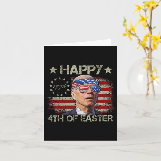 ジョーおもしろいバイデン氏7月4日イースターアメリカの幸せ4日 カード (黄色い花)
