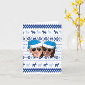 ジョーとカマラのブルークリスマス カード (黄色い花)