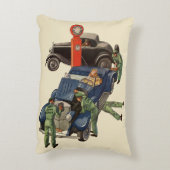 ジョーのフルサービスガソリンスタンド、レトロなビジネス アクセントクッション (裏面(縦))