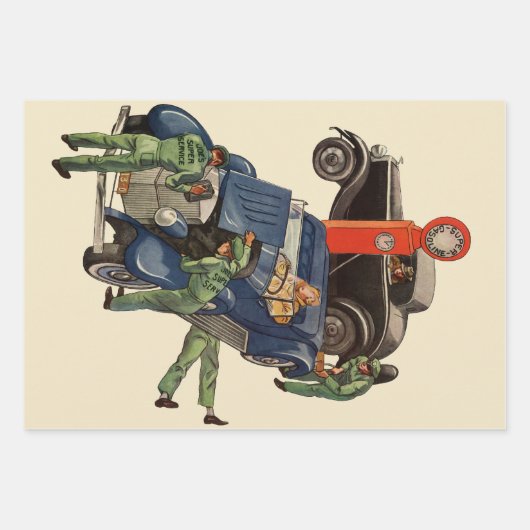 ジョーのフルサービスガソリンスタンド、レトロなビジネス ラッピングペーパーシート (正面3)