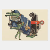 ジョーのフルサービスガソリンスタンド、レトロなビジネス ラッピングペーパーシート (正面)