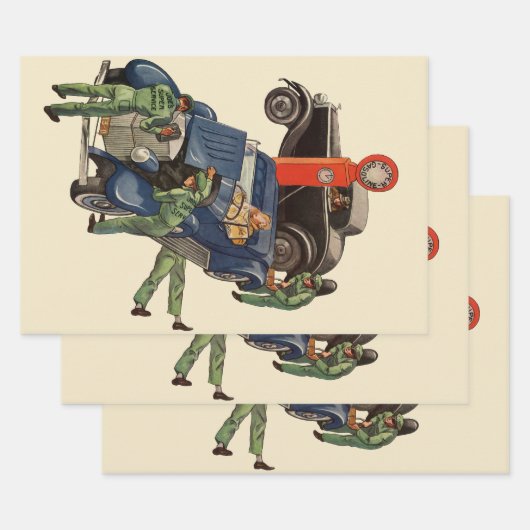 ジョーのフルサービスガソリンスタンド、レトロなビジネス ラッピングペーパーシート (セット)