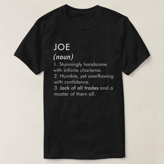 ジョーの名前 編集可能な名前 カスタムの名前 Tシャツ (デザイン正面)