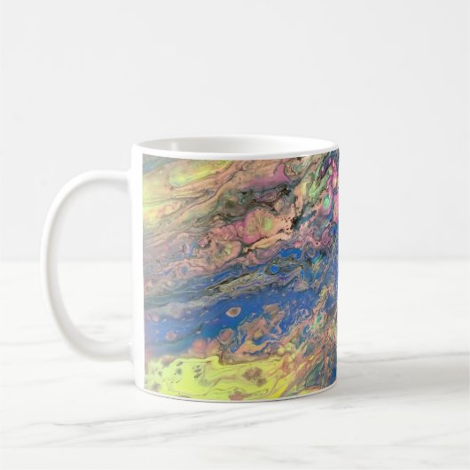 ジョーの抽象芸術アート – ブルーとピンク – コーヒーカップ (左)