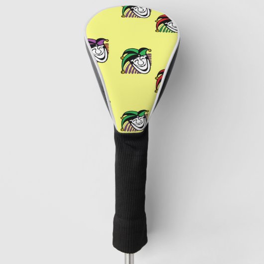 ジョーカーカラフル帽子のパターン黄色 ゴルフヘッドカバー (正面)