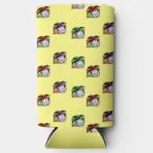 ジョーカーカラフル帽子のパターン黄色 スリム缶クーラー (正面)