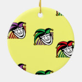 ジョーカーカラフル帽子のパターン黄色 セラミックオーナメント (裏面)