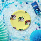 ジョーカーカラフル帽子のパターン黄色 ペーパープレート (パーティー)