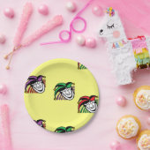 ジョーカーカラフル帽子のパターン黄色 ペーパープレート (パーティー)