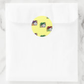 ジョーカーカラフル帽子のパターン黄色 ラウンドシール (バッグ)