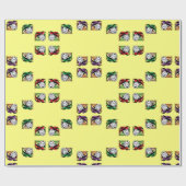 ジョーカーカラフル帽子のパターン黄色 ラッピングペーパー (フラット)