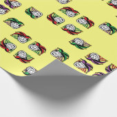 ジョーカーカラフル帽子のパターン黄色 ラッピングペーパー (角)