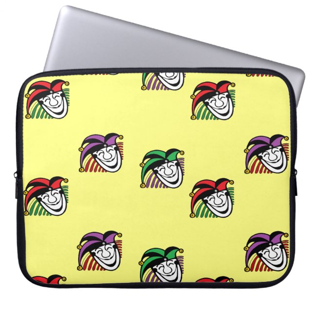 ジョーカーカラフル帽子のパターン黄色 ラップトップスリーブ (正面)