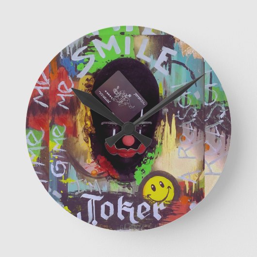 ジョーカー ポップアート スペシャルティ ラウンド壁時計 (正面)
