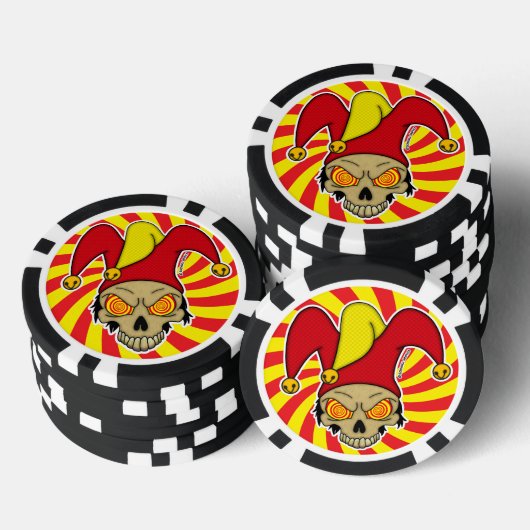 ジョーカー 赤 黄 渦巻き目 スクルボール グラフィックス ポーカーチップ (積み重ね)