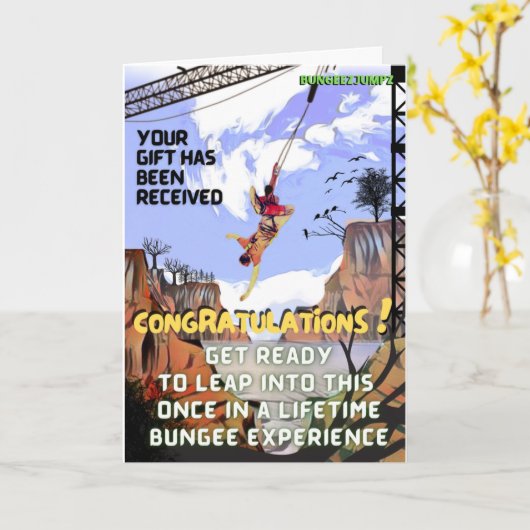 ジョークおもしろいのいたずら誕生日カードバンジー体験 カード (黄色い花)