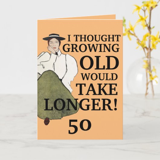 ジョークおもしろいヴィンテージ赤面姉妹第50誕生日 カード (黄色い花)
