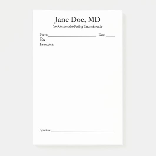 ジョークの処方箋 – 4" x 6" Post It notes ポストイット (正面)