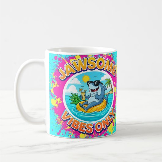 ジョーサムな気分だけのサメのキャラクター コーヒーマグカップ (左)
