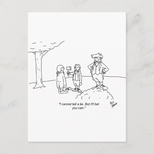 ジョージおもしろいワシントンさくらんぼツリーギフト! ポストカード (正面)