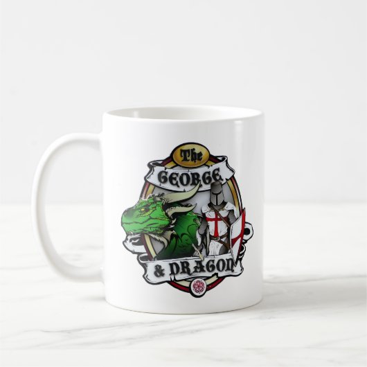 ジョージおよびドラゴンのマグ コーヒーマグカップ (左)