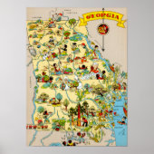 ジョージアおもしろいヴィンテージの地図 ポスター (正面)