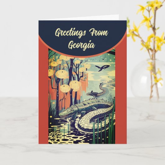 ジョージアのカスタマイズ可能なカードからのあいさつアート文 カード (黄色い花)