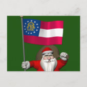 ジョージアのサンタクロース旗を振る シーズンポストカード (正面)