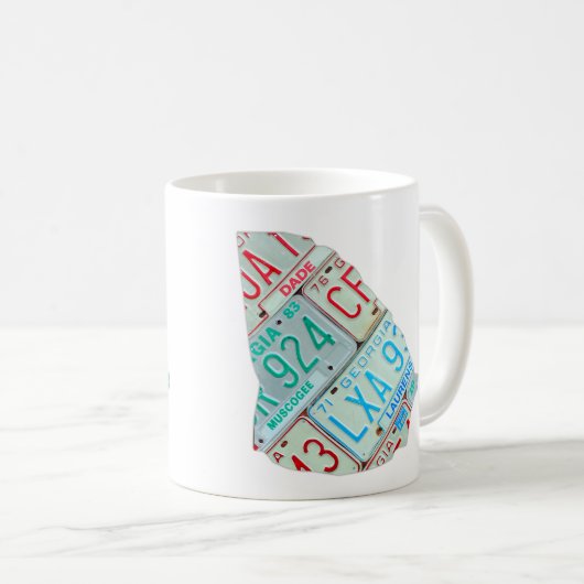 ジョージアのナンバープレートの地図のマグ コーヒーマグカップ (正面右)