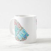 ジョージアのナンバープレートの地図のマグ コーヒーマグカップ (正面左)