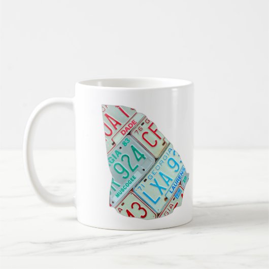 ジョージアのナンバープレートの地図のマグ コーヒーマグカップ (左)