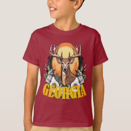 ジョージアのバラと鹿 Tシャツ