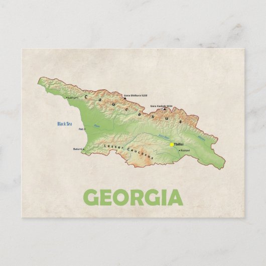 ジョージアの国の地図postscard ポストカード (正面)
