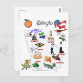 ジョージアの地図と観光客の目的地 ポストカード (正面/裏面)