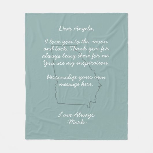 ジョージアの地図手書きのラブレターまたはメッセージ フリースブランケット (正面)