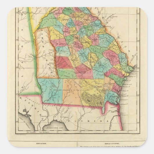 ジョージアの地図 スクエアシール (正面)