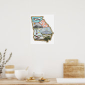 ジョージアの地図 – ヴィンテージアトランタサバンナGAお土産 ポスター (キッチン)