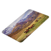 ジョージアの山の馬の風景 マグネット (左側)