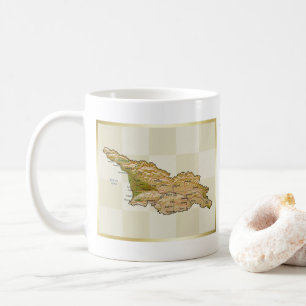 ジョージアの旗 + 地図のマグ コーヒーマグカップ