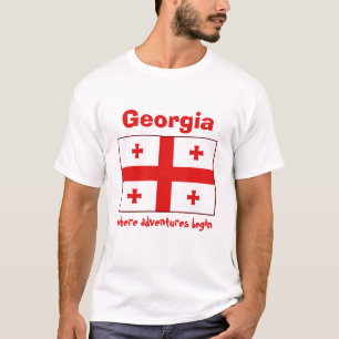 ジョージアの旗＋地図＋テキストTシャツ Tシャツ
