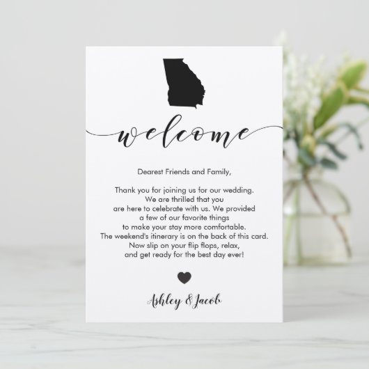 ジョージアの結婚式の歓迎の手紙及び旅程カード プログラム (スタンド正面)