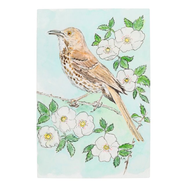 ジョージアの鳥と花 メタルプリント (正面)