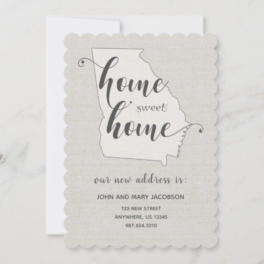 ジョージアへの引越し 新しい住所 ホーム スイート ホーム 招待状 (正面)