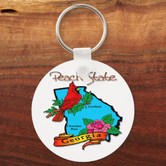 ジョージアザピーチ州ブルー&(鳥)ショウジョウコウカンチョウ キーホルダー (正面)