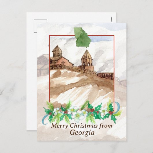 ジョージアトリニティ教会のメリークリスマス シーズンポストカード (正面/裏面)