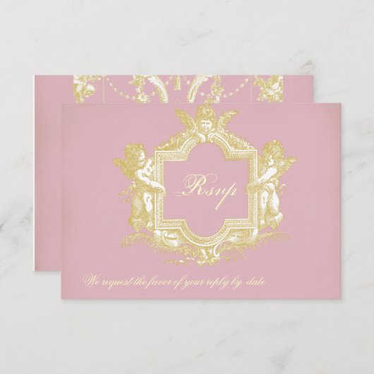 ジョージアナ(ピーコックピンク) 招待状 (正面/裏面)