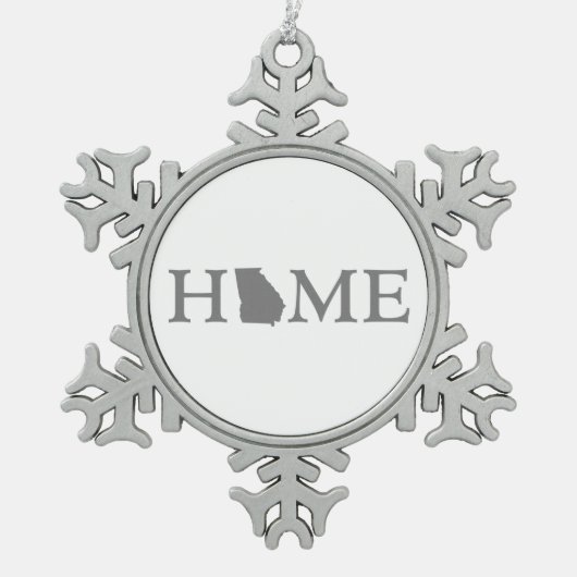 ジョージアホームグレー形の文字グレーワードアート スノーフレークピューターオーナメント (正面)