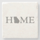 ジョージアホーム州マップ型文字ワードアートグレー ストーンコースター (正面)