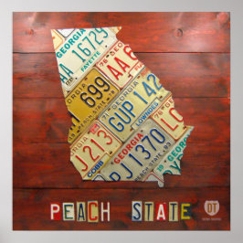ジョージアライセンスプレートマッププリント ポスター