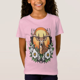 ジョージアローズのカートゥーンタトゥーアートの鹿 Tシャツ